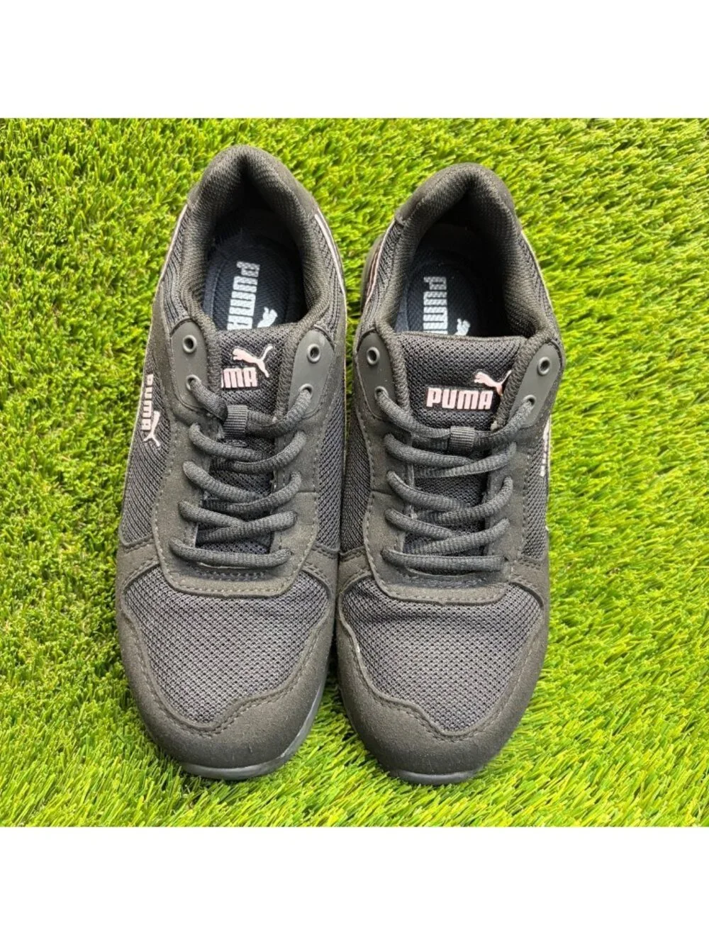 Puma Frontside Low EH Womens Size 8.5 Black Pink Composite Toe Safety Work Shoes